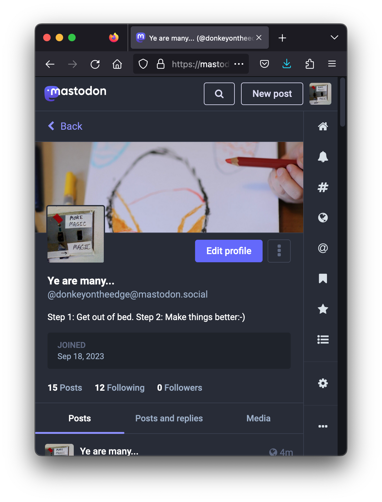 Dug has been on Mastodon since September 2023